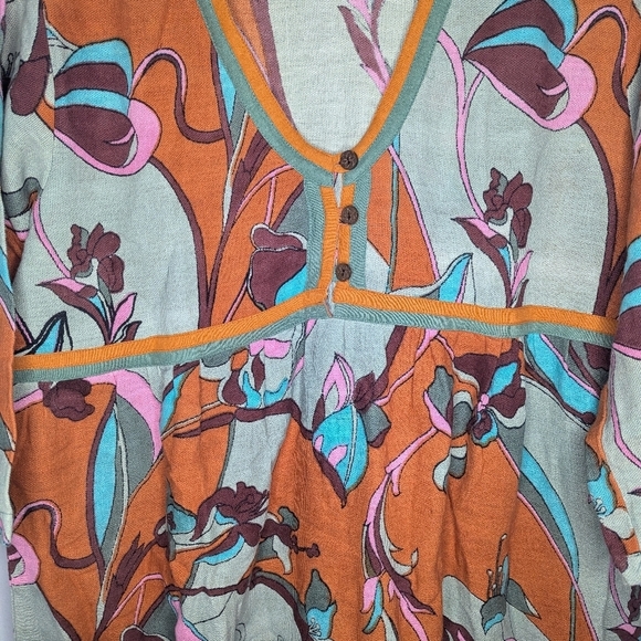 Eurorail by Tushar boutique boho European floral patterned dress size woman's L - Picture 2 of 7